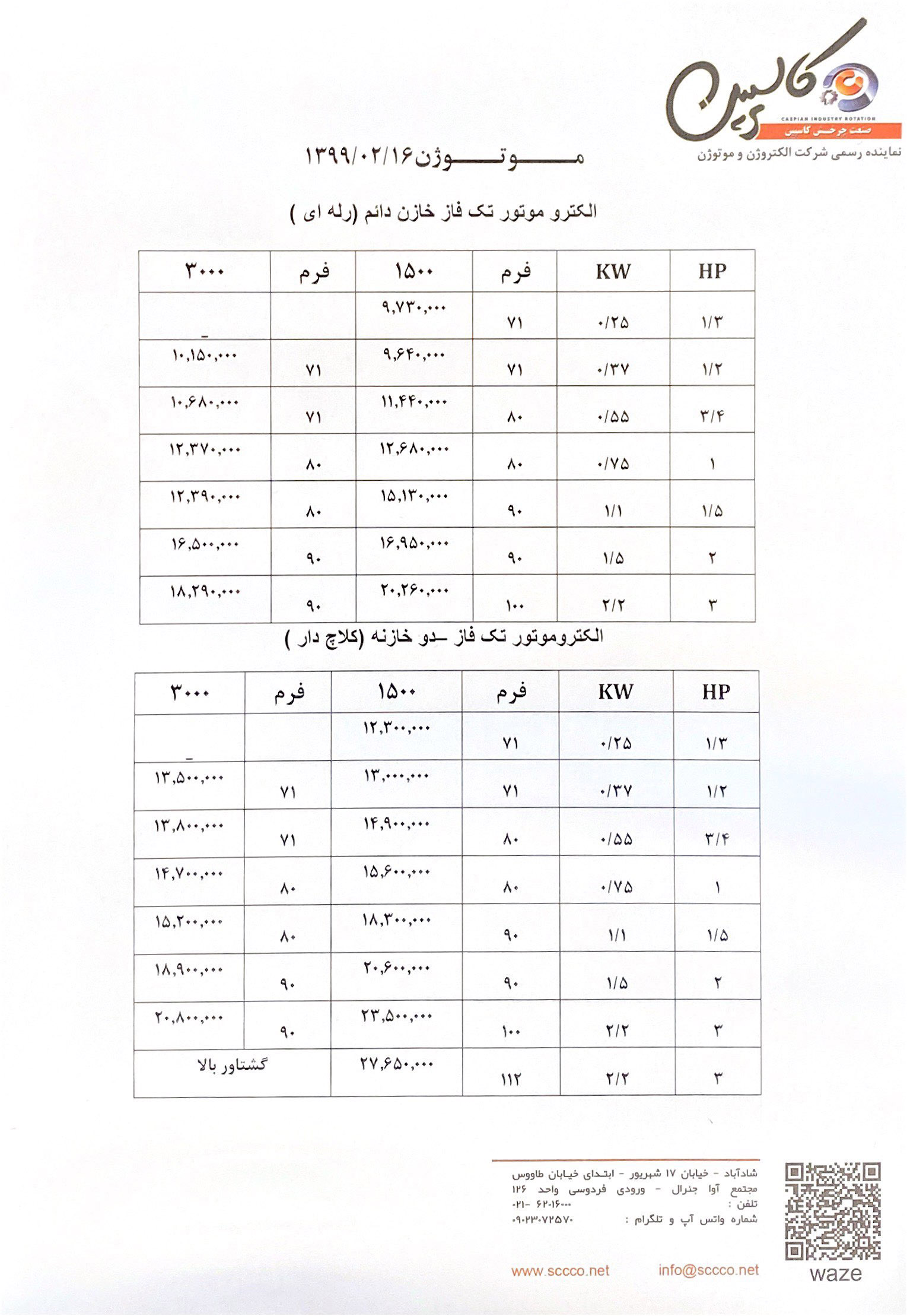 الکتروموتور تک فاز خازن دائم (رله ای)